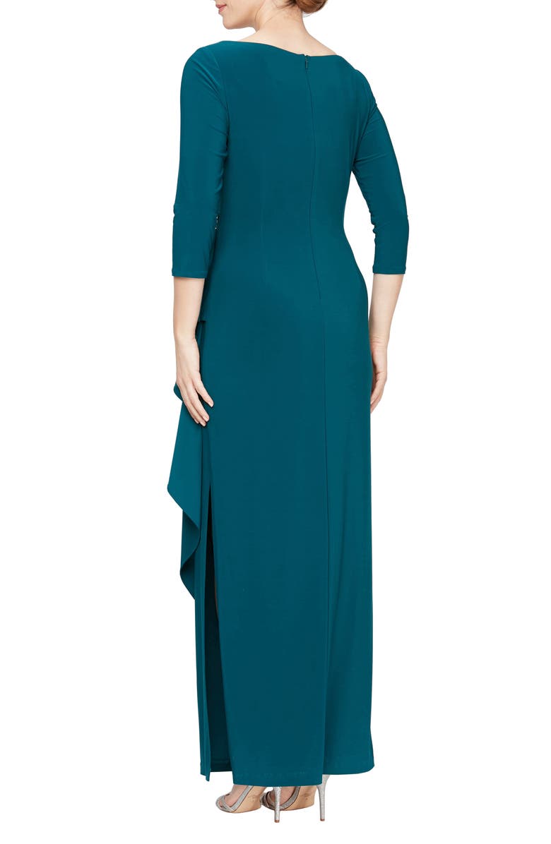 Alex Evenings Ruched Embellished Jersey Gown, Alternate, color, 