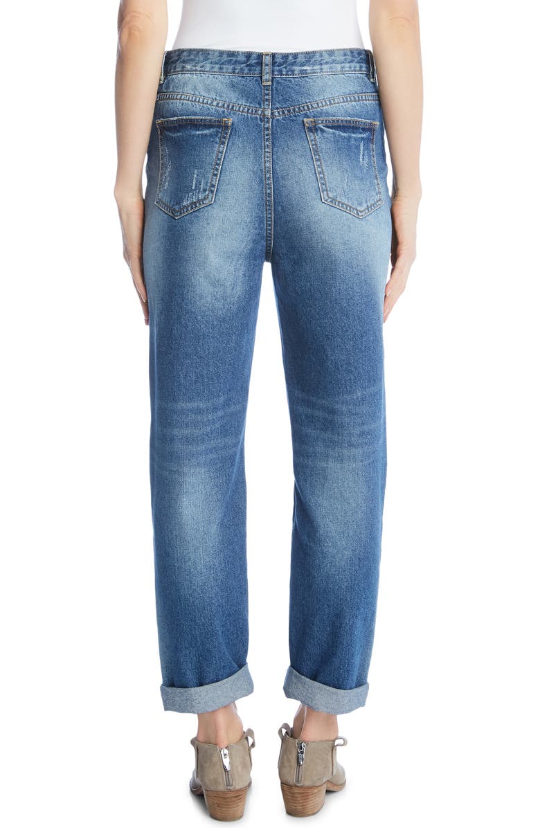 Karen Kane Ripped High Waist Girlfriend Jeans, Alternate, color, 
