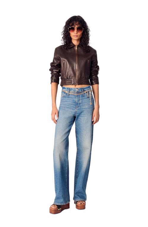 MAJE MAJE VINTAGE LEATHER CROPPED JACKET