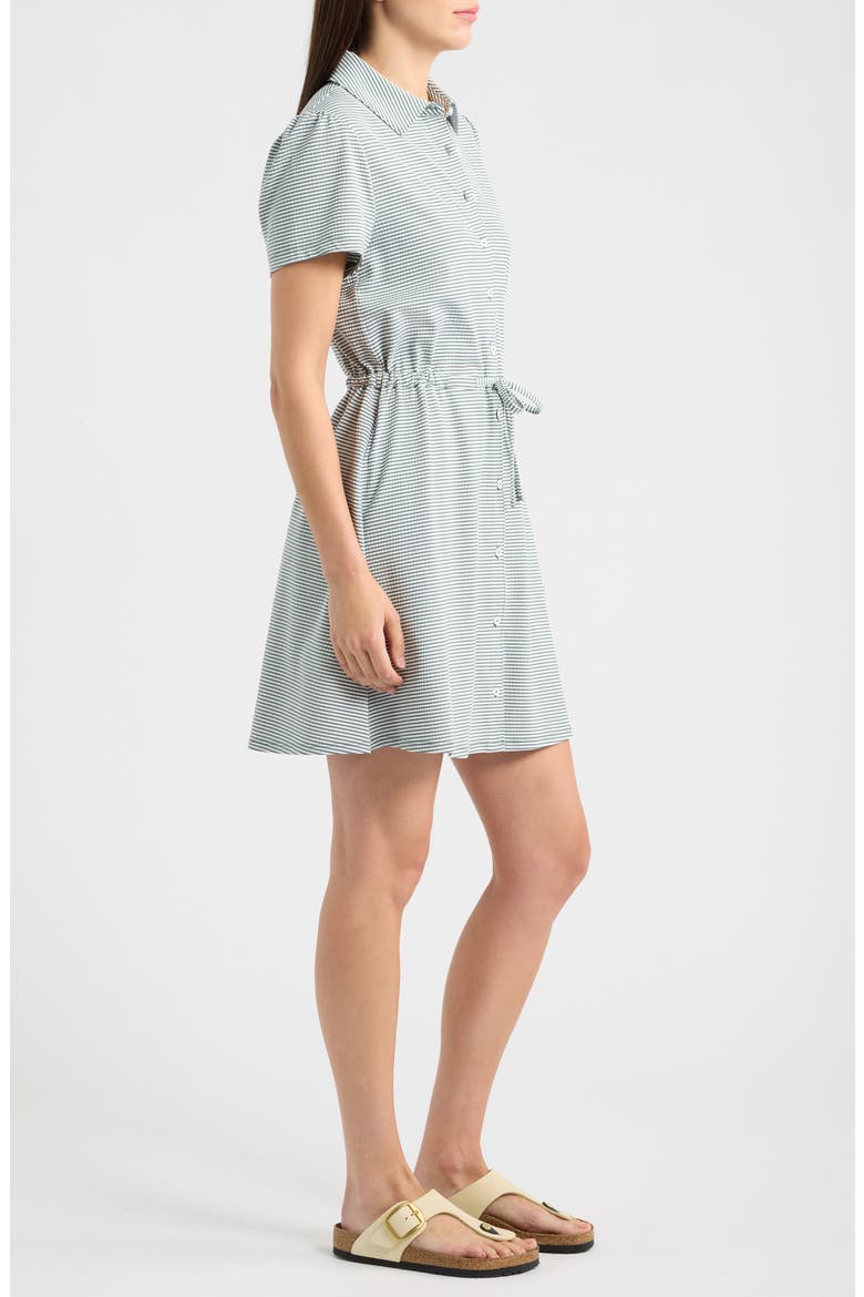 Costa Wave Striped Shirtdress, Alternate, color, DK JADE