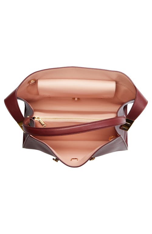 Ferragamo Small Hug Leather Shoulder Bag In College Red/plaster
