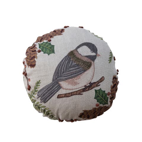 Botanical Linen Blend Pillow with Cotton Back