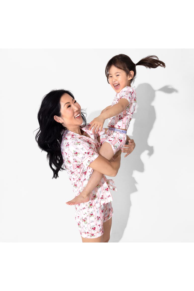 Floral Stripes Kids 2-Piece Short Sleeve & Shorts Pajama Set, Alternate, color, Floral Stripes