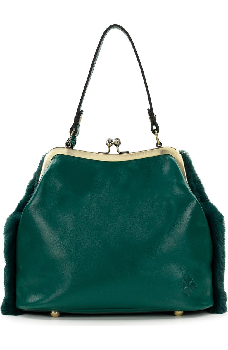 Patricia Nash Laureana Faux Fur Frame Top Shoulder Bag, Alternate, color, Spruce