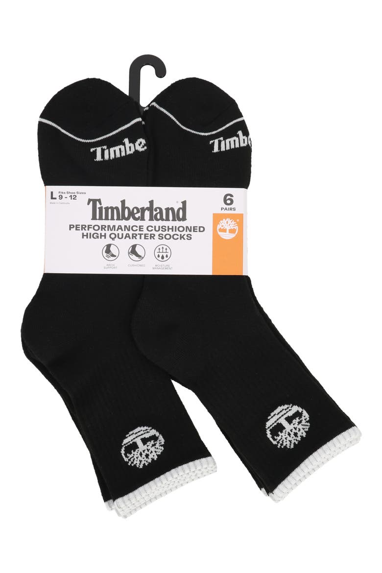 6-Pack Cushion High Quarter Length Socks, Alternate, color, BLACK