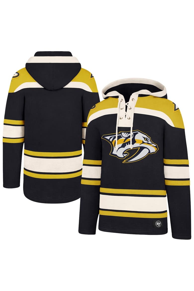 Men's '47  Black Nashville Predators Superior Lacer Hoodie, Alternate, color, Black