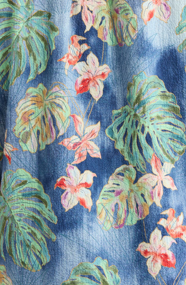 Tommy Bahama Nova Wave Mira Jungle Floral Short Sleeve Seersucker Button-Up Shirt, Alternate, color, Bering Blue
