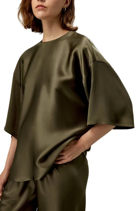 Relaxed Silk Crewneck Blouse