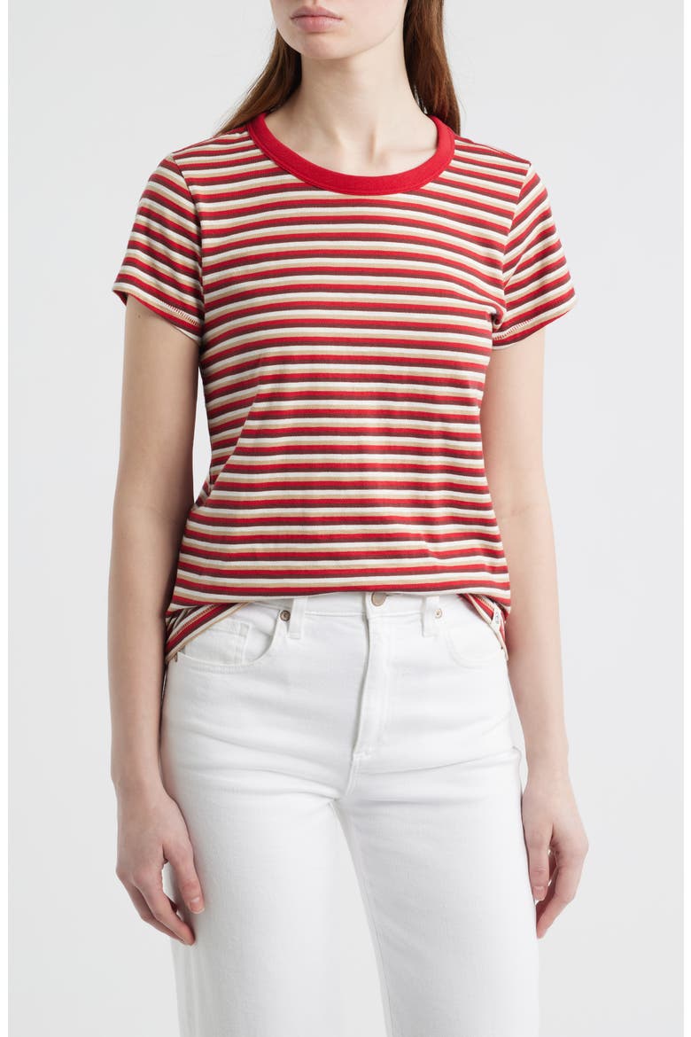 The Slub Stripe T-Shirt, Main, color, RED BURGUNDY MULTI