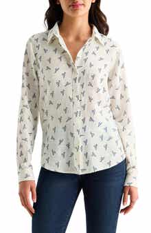 Heart Print Button-Up Shirt