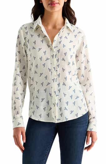 Heart Print Button-Up Shirt