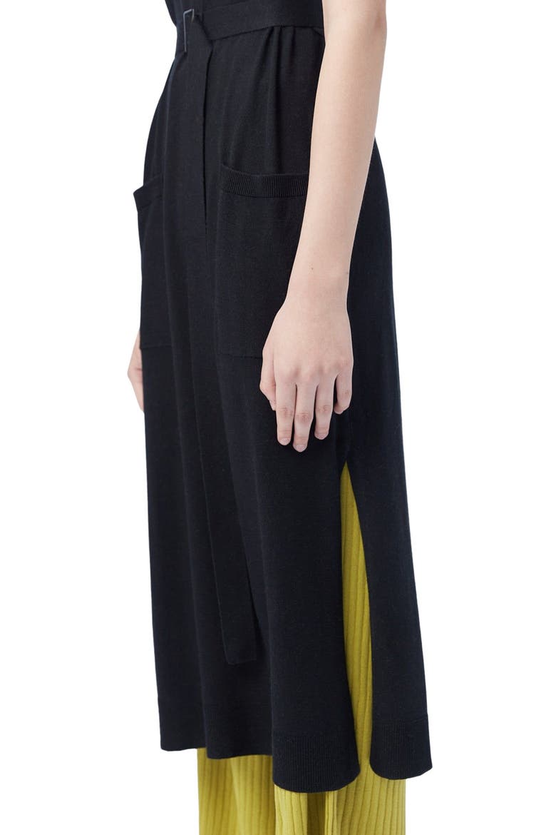 Sleeveless Silk Cashmere Polo Dress, Alternate, color, black