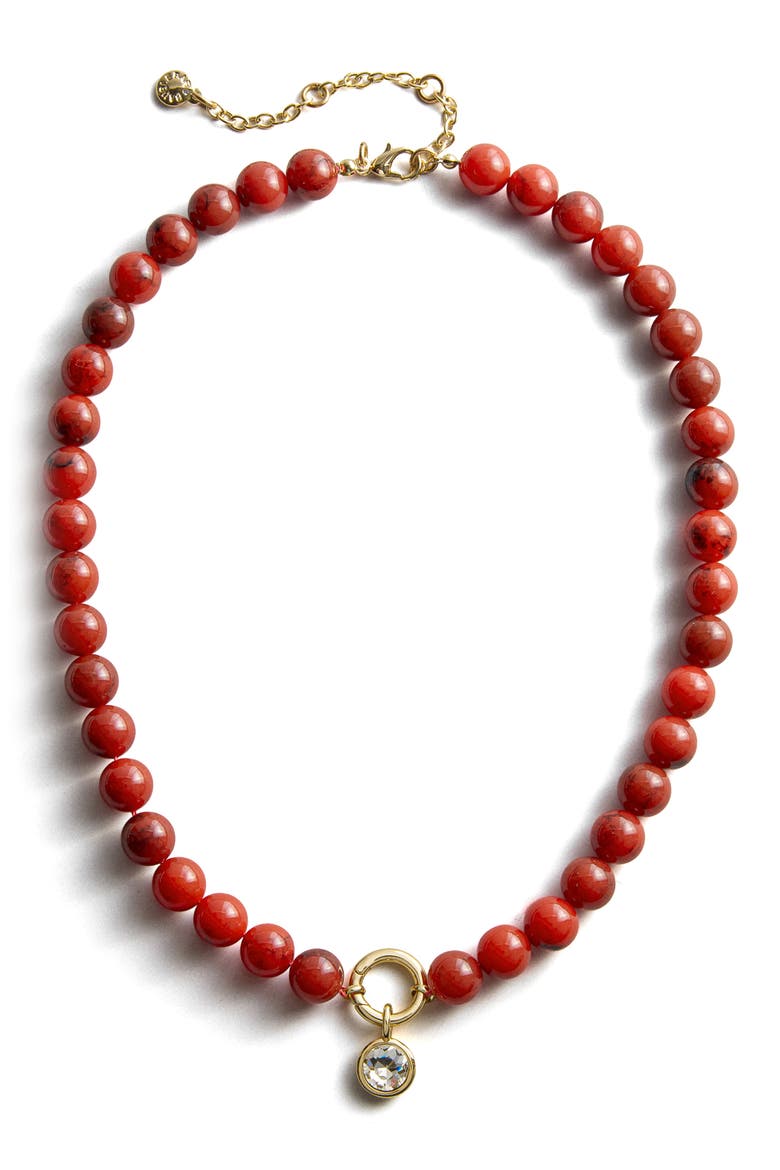 Janette Beaded Pendant Necklace, Main, color, RED