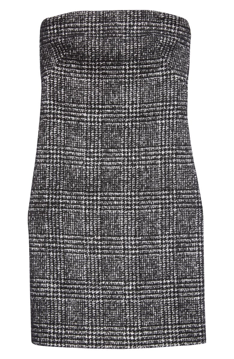 Michael Kors Collection Glen Plaid Tweed Strapless Dress, Alternate, color,