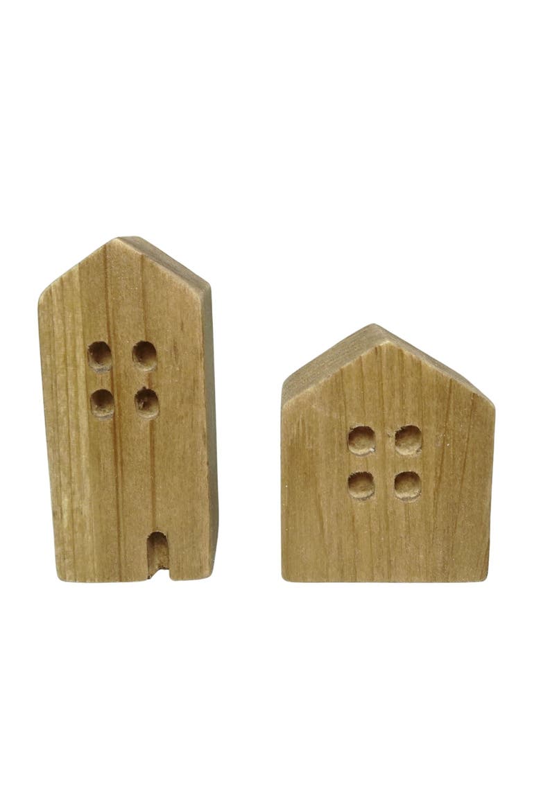 Block House Table Decor Set of 2, Main, color, Brown