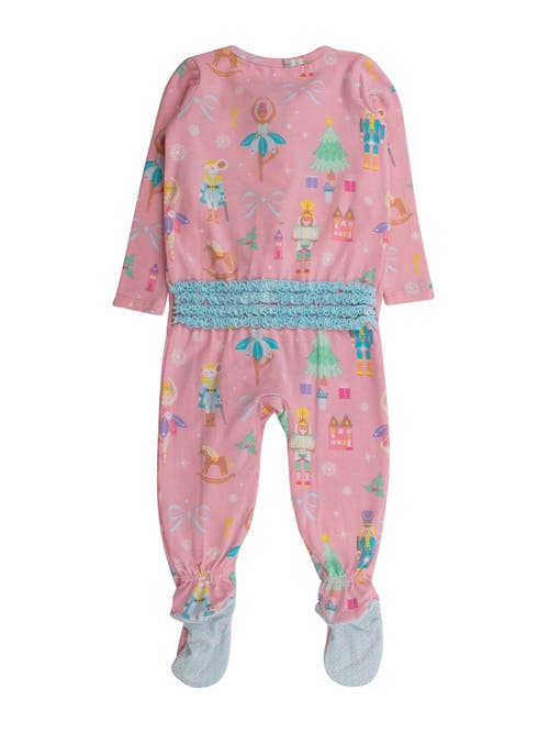 Rufflebutts Modal Blend Ruffle One Piece Footie Pajamas In Pink