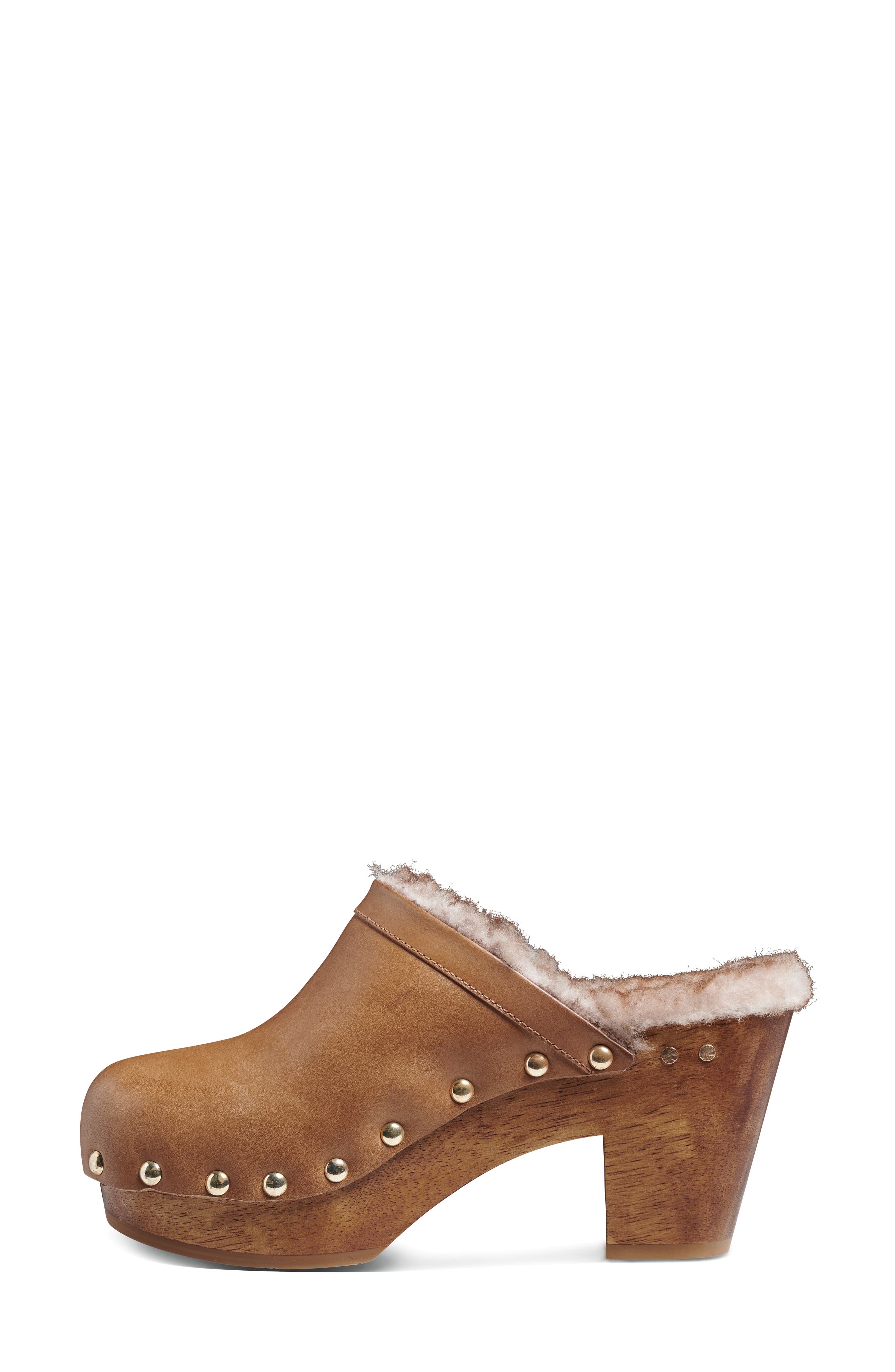 Woodpecker Genuine Shearling Clog, Alternate, color, SADDLE / HONEY SHEARLING
