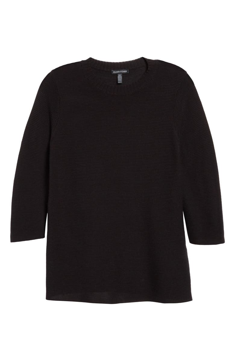 Eileen Fisher Horizontal Ribbed Crewneck Sweater, Alternate, color, 