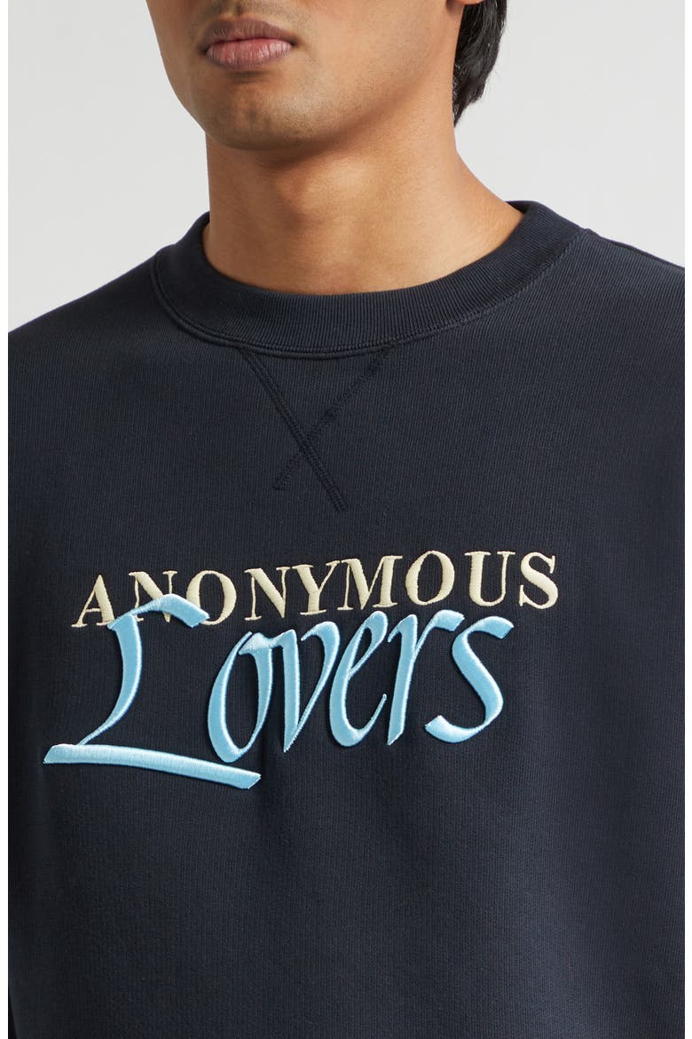 Anonymous Lovers Embroidered Jersey Sweatshirt, Alternate, color, WASHED BLACK