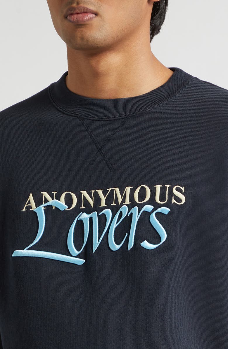 JW Anderson Anonymous Lovers Embroidered Jersey Sweatshirt, Alternate, color, Washed Black