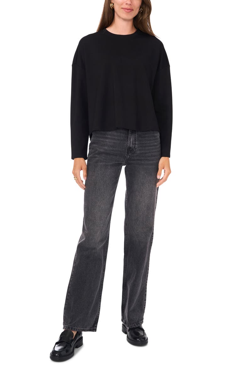 Drop Shoulder Sweatshirt, Alternate, color, RICH BLACK