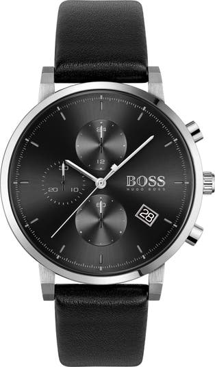 BOSS Integrity Chronograph Leather Strap Watch, 43mm | Nordstrom