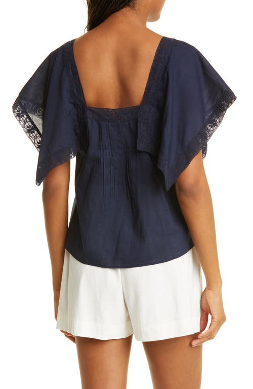REBECCA TAYLOR REBECCA TAYLOR LACE INSET COTTON TOP