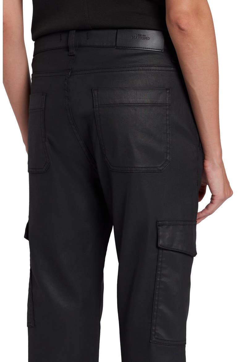 Logan Coated High Waist Ankle Straight Leg Cargo Pants, Alternate, color, COATED BLK