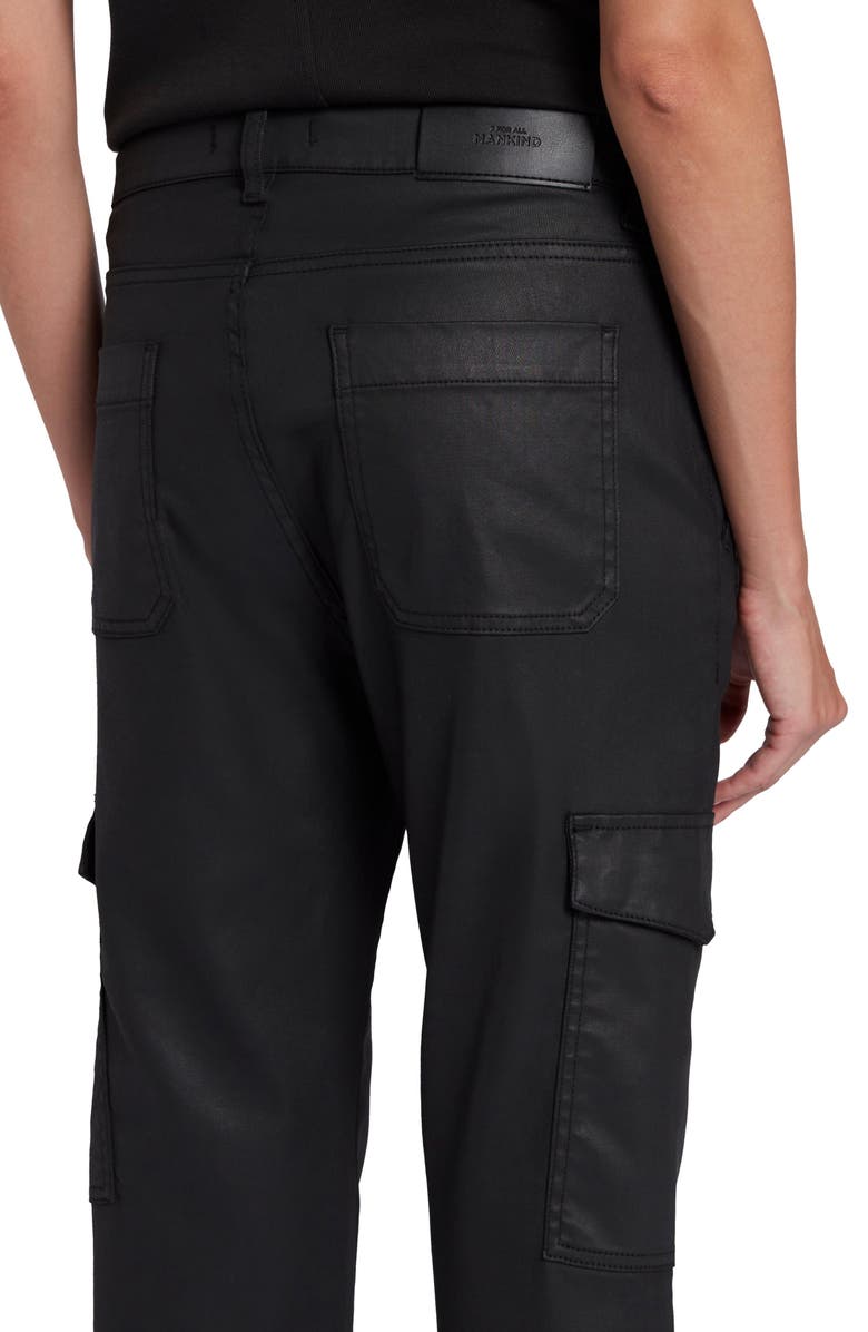 7 For All Mankind Logan Coated High Waist Ankle Straight Leg Cargo Pants, Alternate, color, Coated Blk