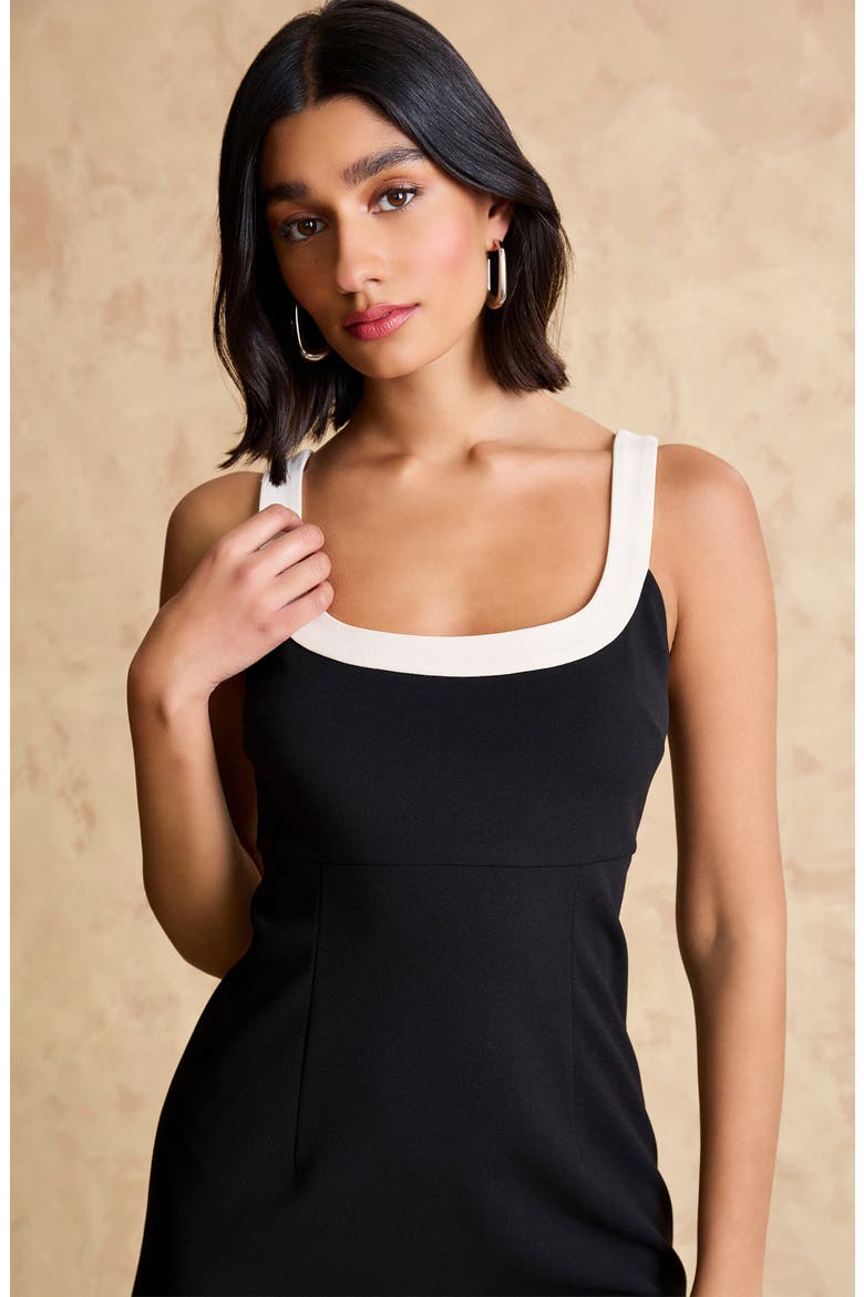 Sleeveless Empire Waist Minidress, Alternate, color, BLACK/ IVORY
