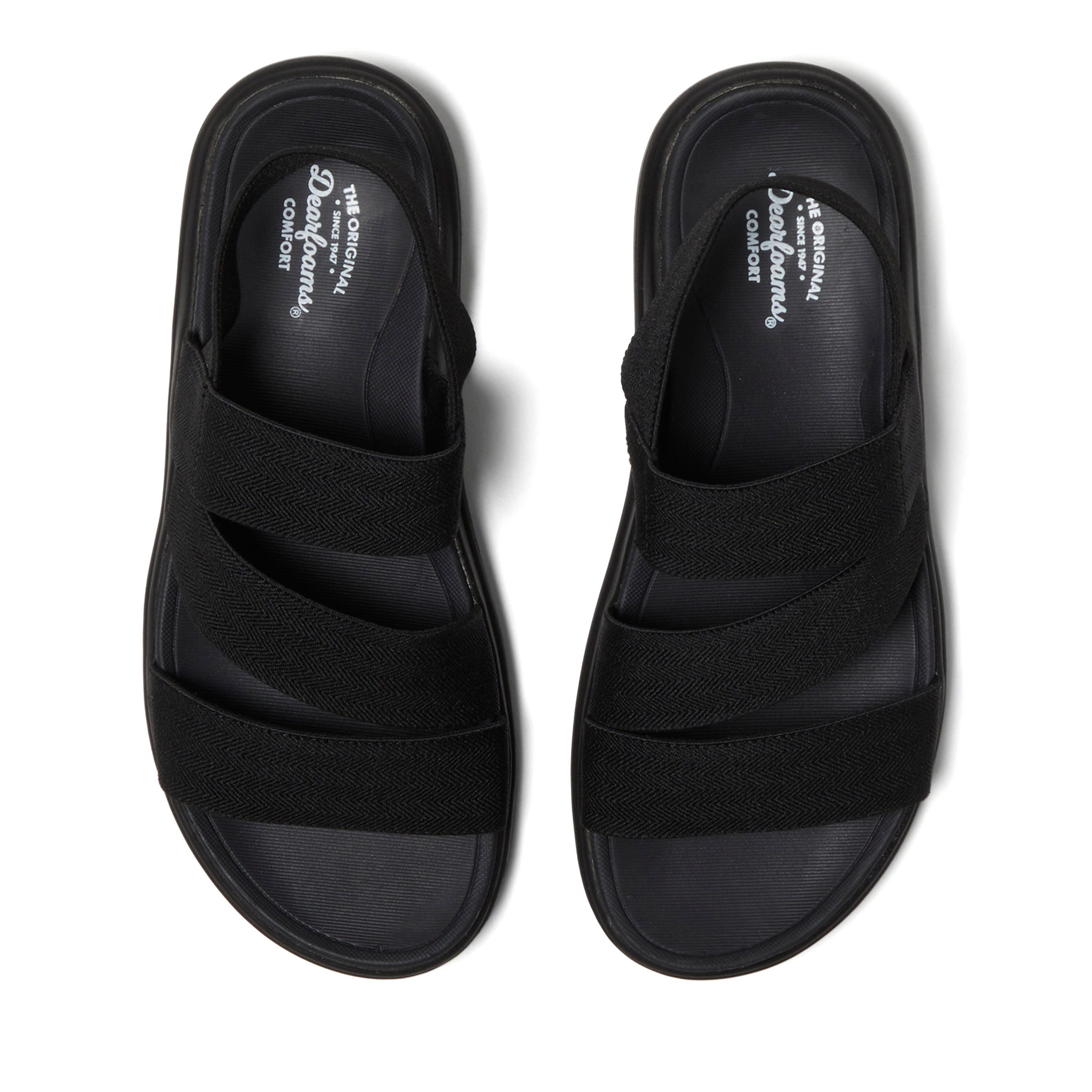 DEARFOAMS Emilia Elastic Gore Strappy Sandal, Alternate, color, Black