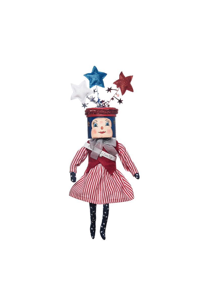 Gallerie II Patriotic Miss Liberty Decorative Folk Art Doll - Americana Decor, Main, color, Red