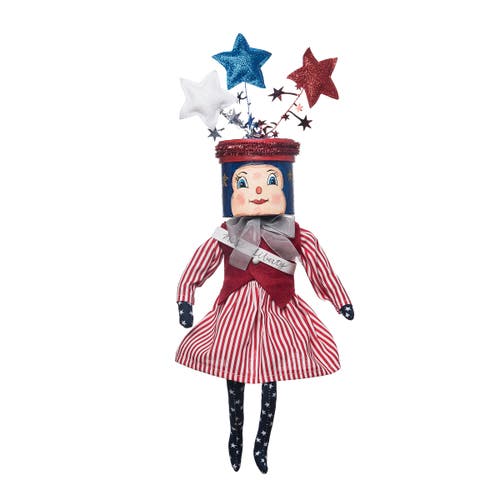 Gallerie Ii Patriotic Miss Liberty Decorative Folk Art Doll In Multi
