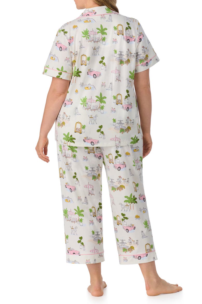 Print Stretch Organic Cotton Jersey Crop Pajamas, Alternate, color, POOLSIDE POODLES