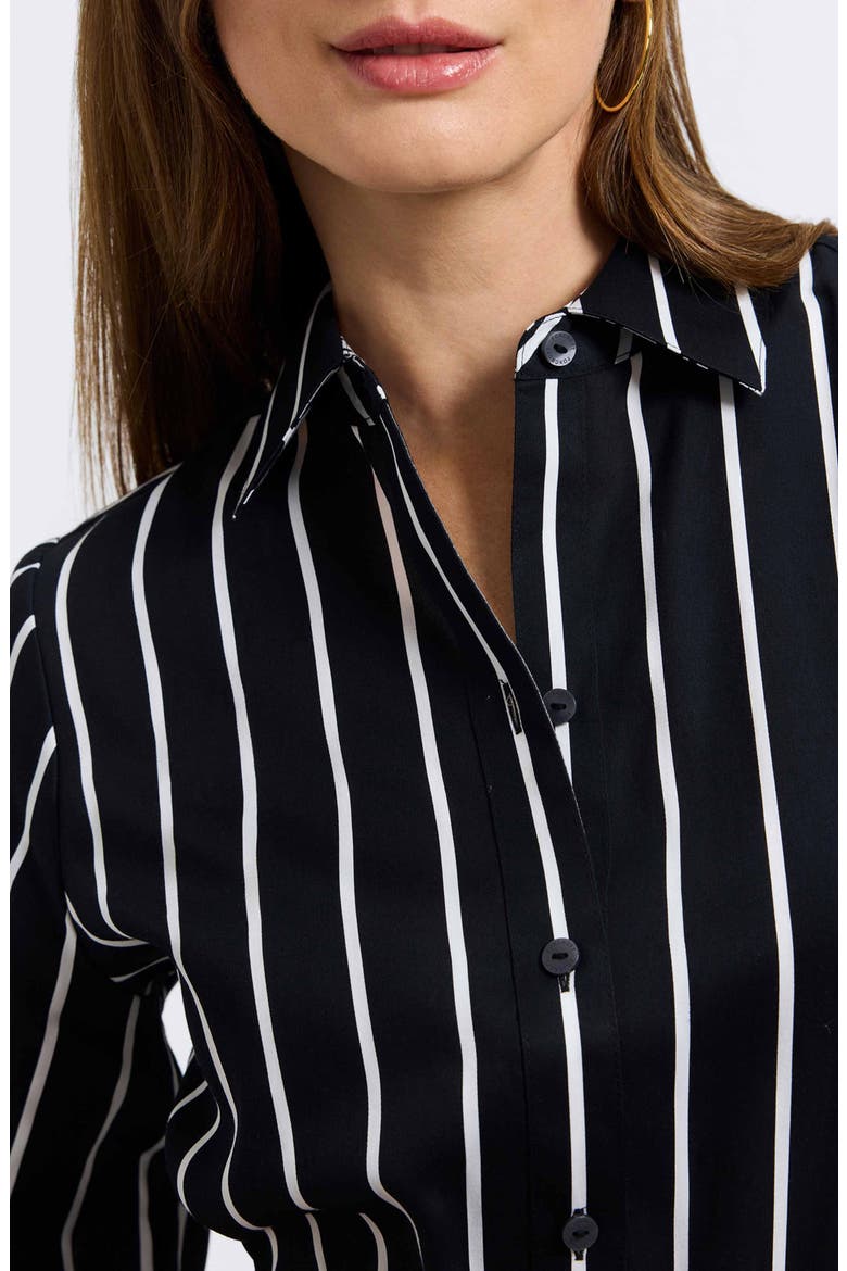 Esther Stripe Cotton Shirtdress, Alternate, color, BLACK/ WHITE