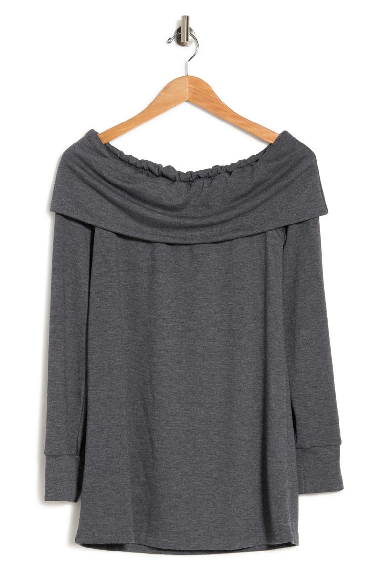 Popover Off-the-Shoulder Sweater, Alternate, color, CHARCOAL