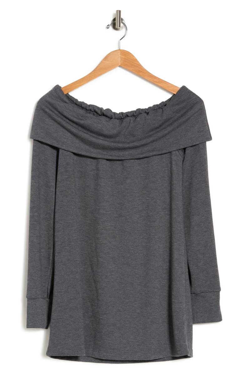 GO COUTURE Popover Off-the-Shoulder Sweater, Alternate, color, Charcoal