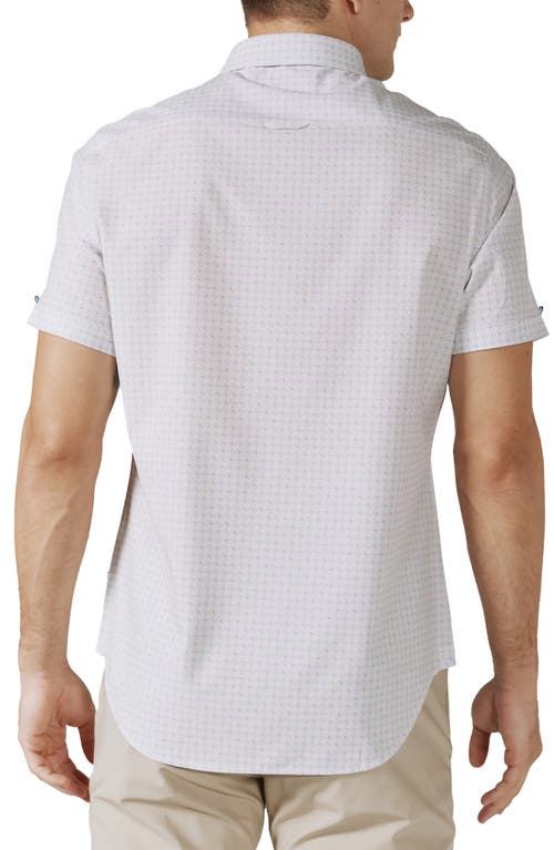 7 Diamonds Colson Medallion Print Short Sleeve Performance Button-up Shirt
