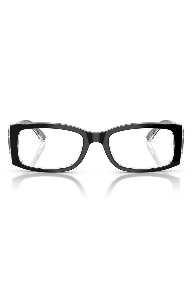 Ray-Ban 52mm Square Optical Glasses, Main, color, Transparent Grey