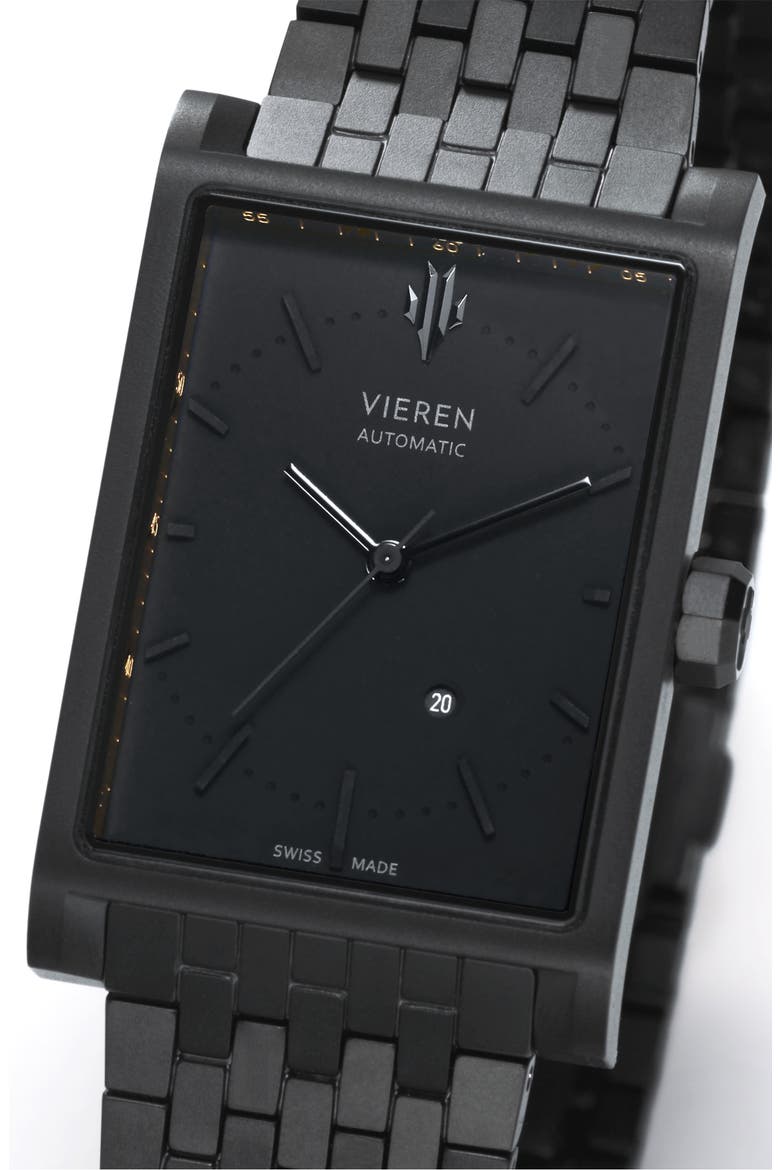 Matte Black Swiss Automatic Watch, Alternate, color, Black
