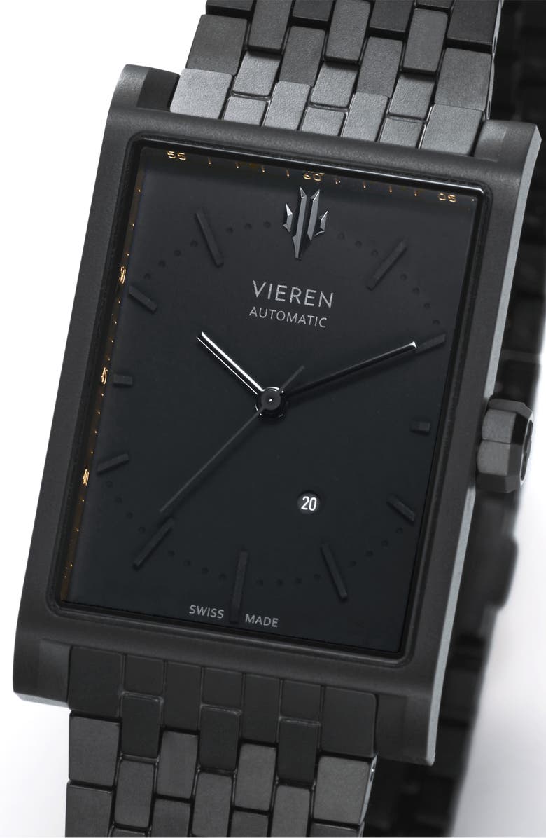 VIEREN Matte Black Swiss Automatic Watch, Alternate, color, Black
