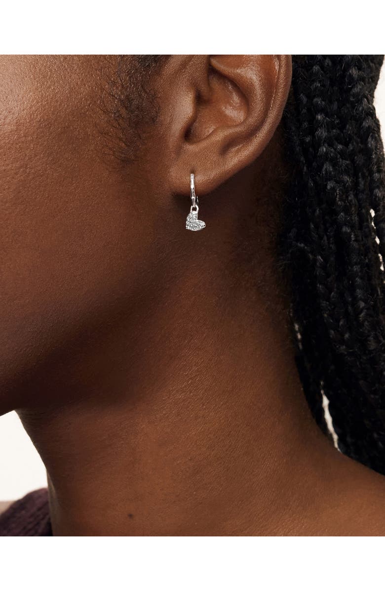 Monica Vinader Lab-Created Diamond Heart Huggie Hoop Earrings, Alternate, color, Sterling Silver