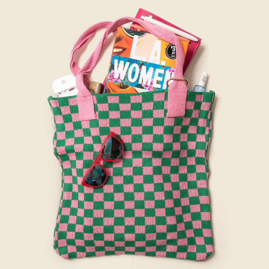 Casupo Checkered Sweater Tote Bag In Multi