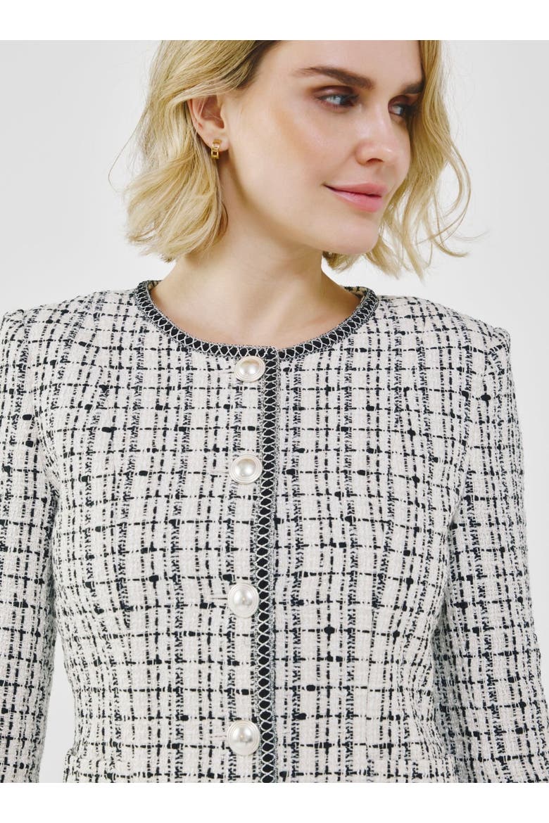 Signature Fancy Tweed Jacket, Alternate, color, Black & White