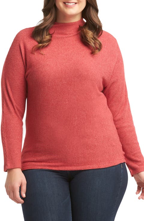 Deb Ribbed Long Sleeve Top (Plus)