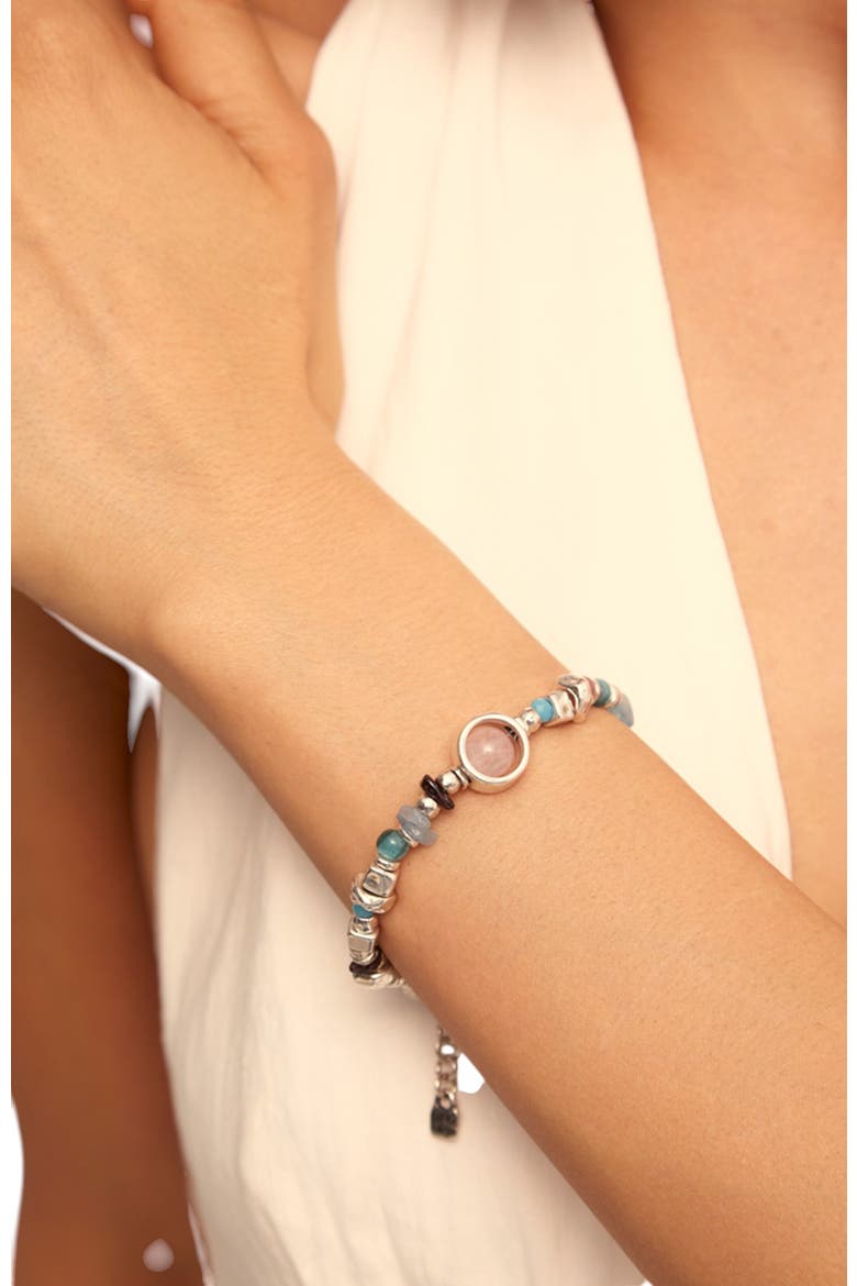 Textured Stone Crystal Bracelet, Alternate, color, Silver
