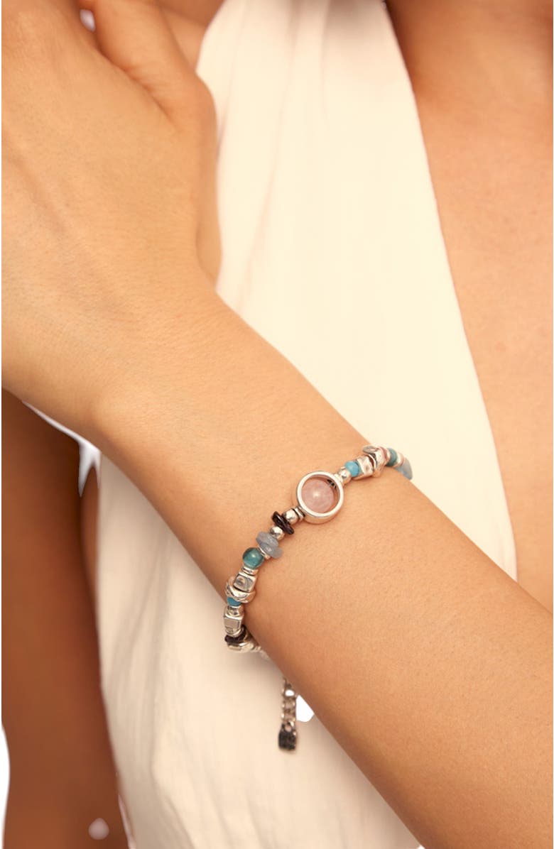 UNODE50 Textured Stone Crystal Bracelet, Alternate, color, Silver