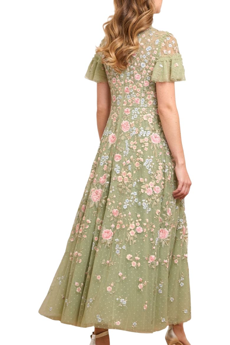 Antoinettes Floral Round Neck Midi Gown, Alternate, color, Meadow