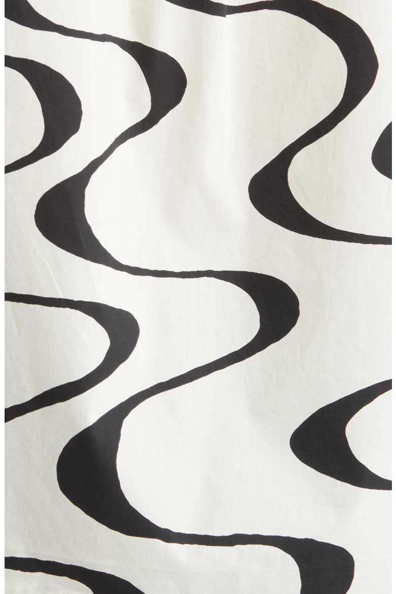 Abstract Wave Print Short Sleeve Button-Up Camp Shirt, Alternate, color, ECRU PRINT