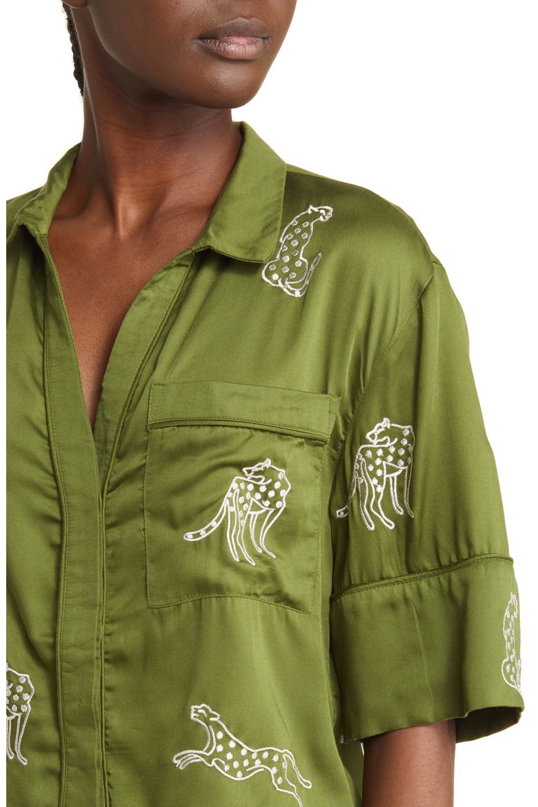 Embroidered Lounge Set, Alternate, color, GREEN